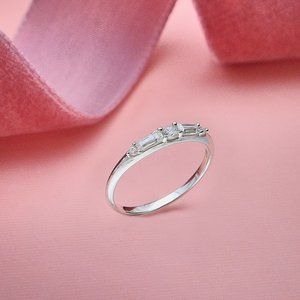 Sterling Silver Tapered Baguette Crystal Ring